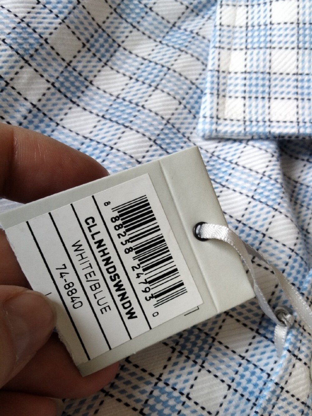 Johnston & Murphy Blue and White Checked Dress Shirt - Picture 3 of 13